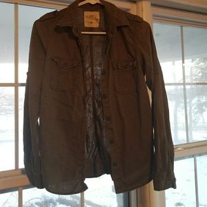 Olive green long sleeve button up shirt